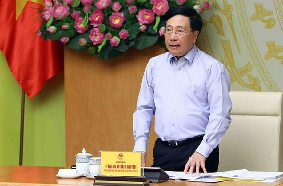 Phó Thủ tướng Thường trực Chính phủ Phạm Bình Minh phát biểu tại cuộc họp. (Ảnh: VGP)
