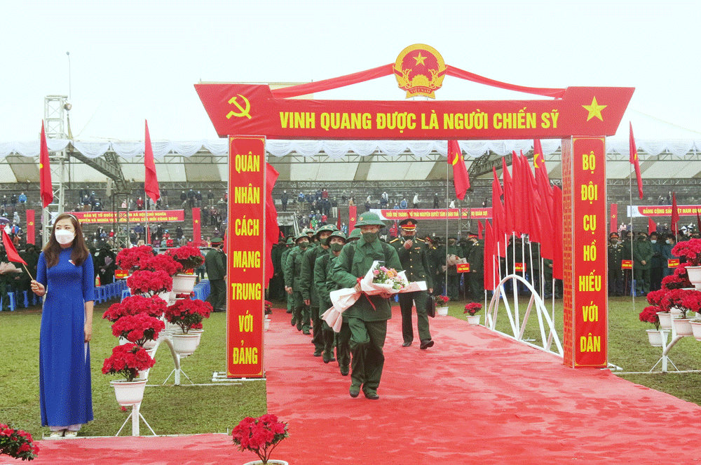 Các tân binh của TP. Thái Nguyên lên đường nhập ngũ tháng 2-2022.