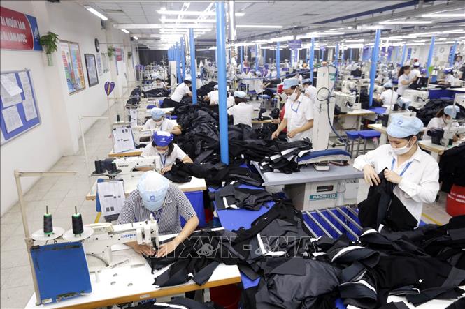 Sản xuất hàng may mặc tại Xí nghiệp Sơ mi, Veston của Tổng Công ty May 10 tại Sài Đồng, Quận Long Biên, Hà Nội. Ảnh minh họa: Anh Tuấn/TTXVN